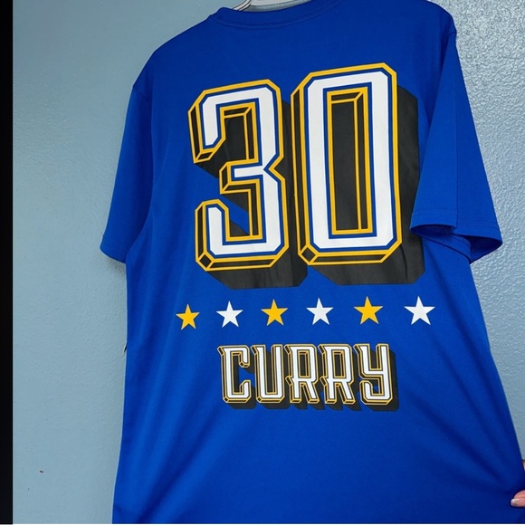 STEPH CURRY LARGE MENS/UNISEX TEE/WARRIORS JERSEY SHORT SLEEVE BLUE & YELLOW NWT - Picture 2 of 4